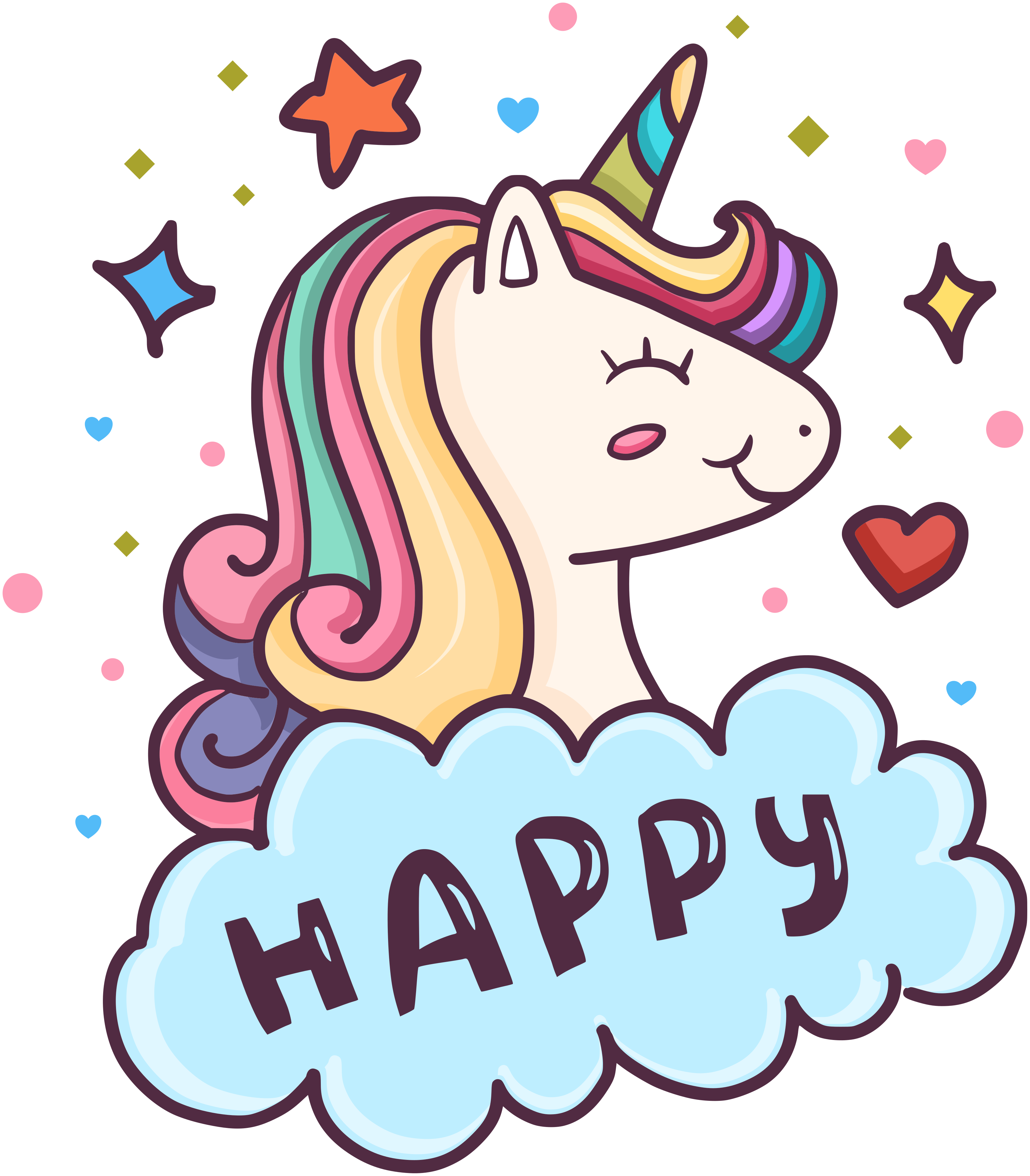 Covor de vinil pentru copii cap de unicorn în nori - TenStickers