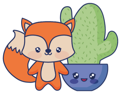Covor de vinil pentru copii cu cactus și vulpe anime - TenStickers