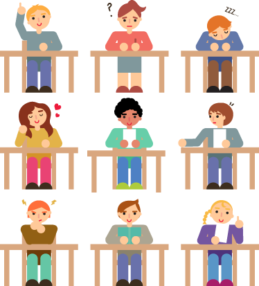 Covor de vinil pentru copii sticker colecție elevi pupitru - TenStickers