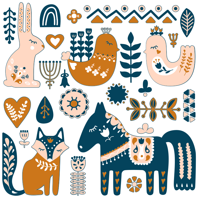 Covor de vinil pentru copii stil nordic animale de pădure - TenStickers