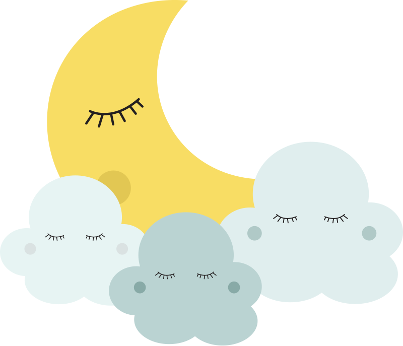 Covor de vinil pentru copii luna și norii fericiți - TenStickers
