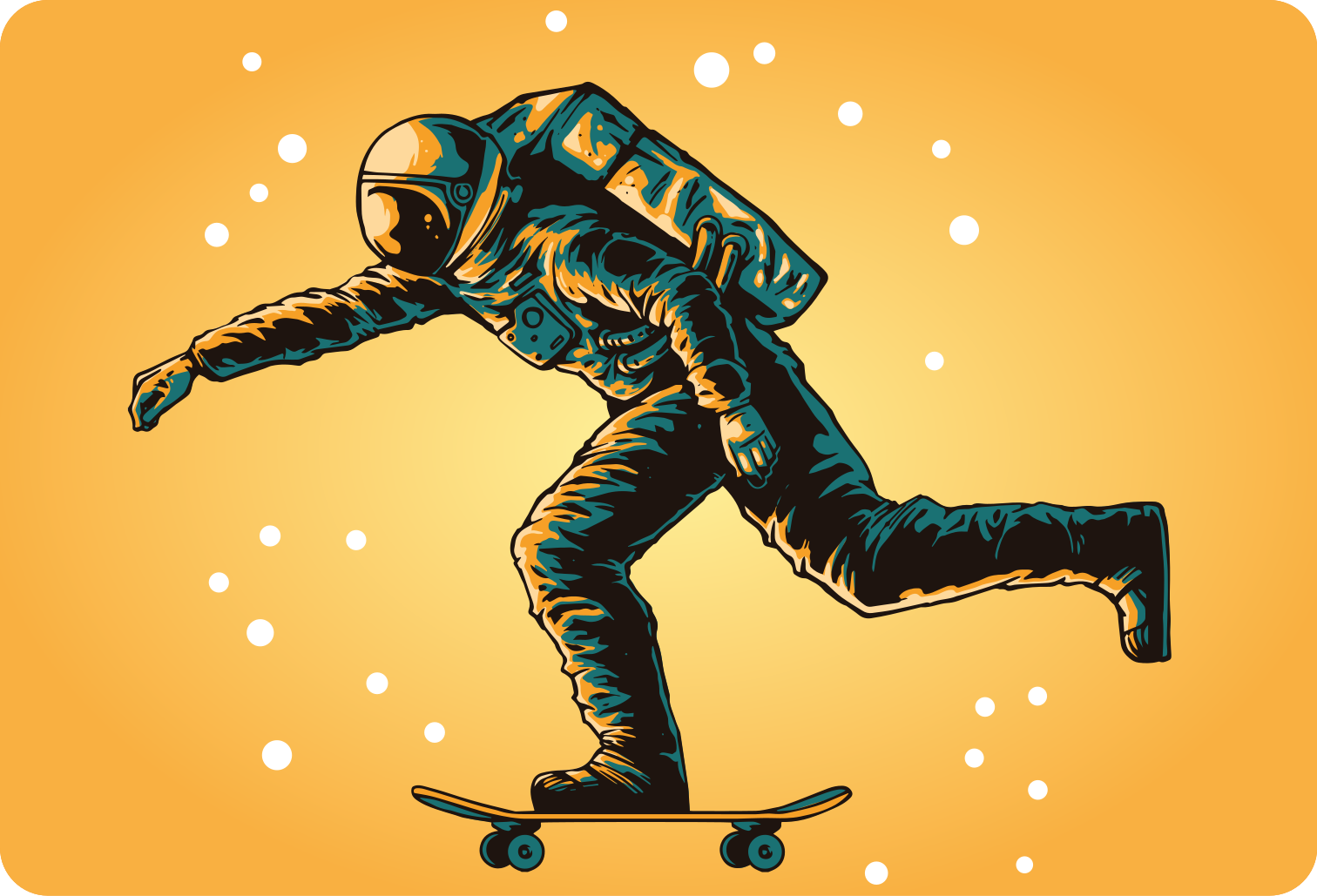 Covor de vinil pentru copii cu astronaut pe skateboard - TenStickers