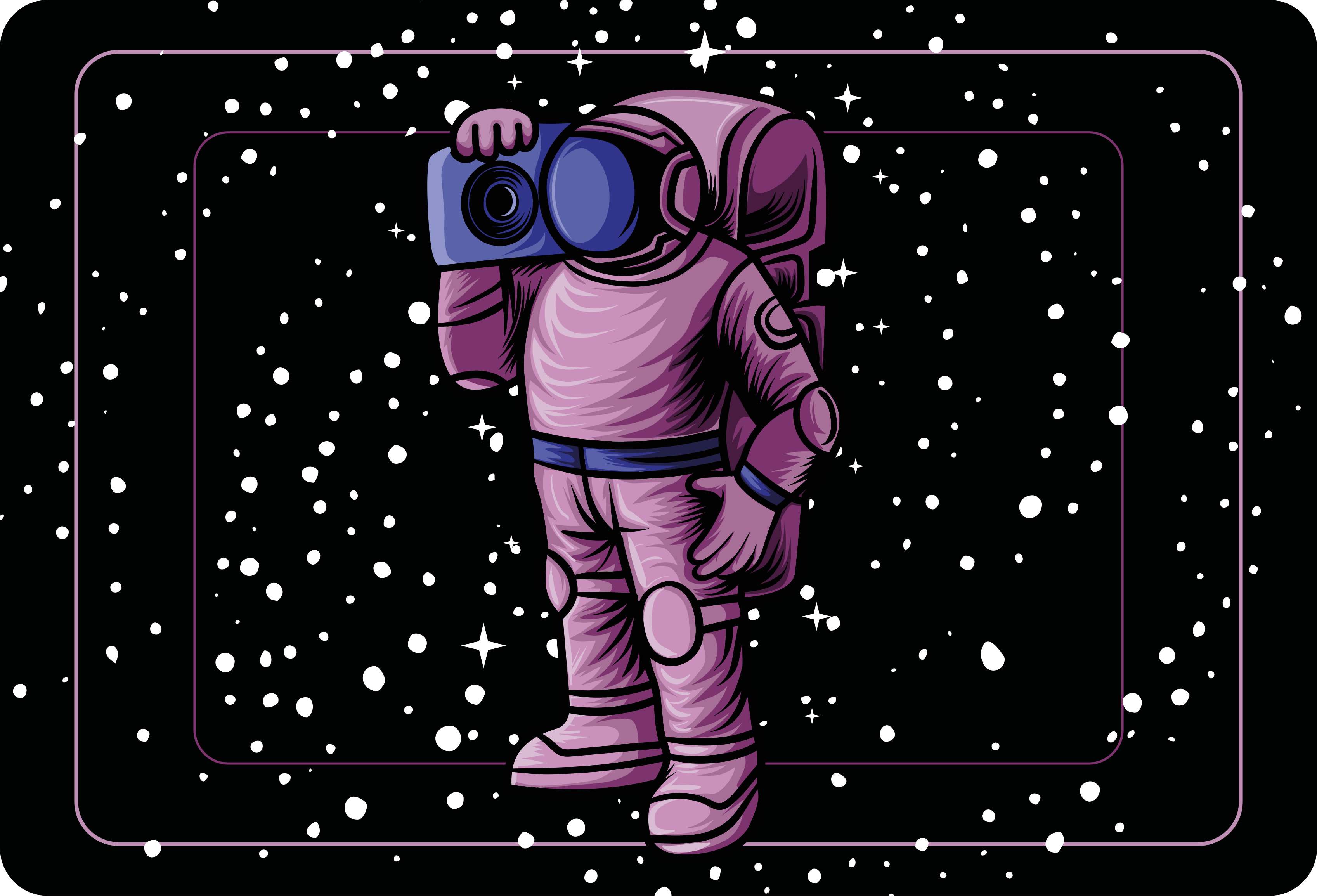 Covor de vinil pentru copii astronaut cu radiocasetofon - TenStickers