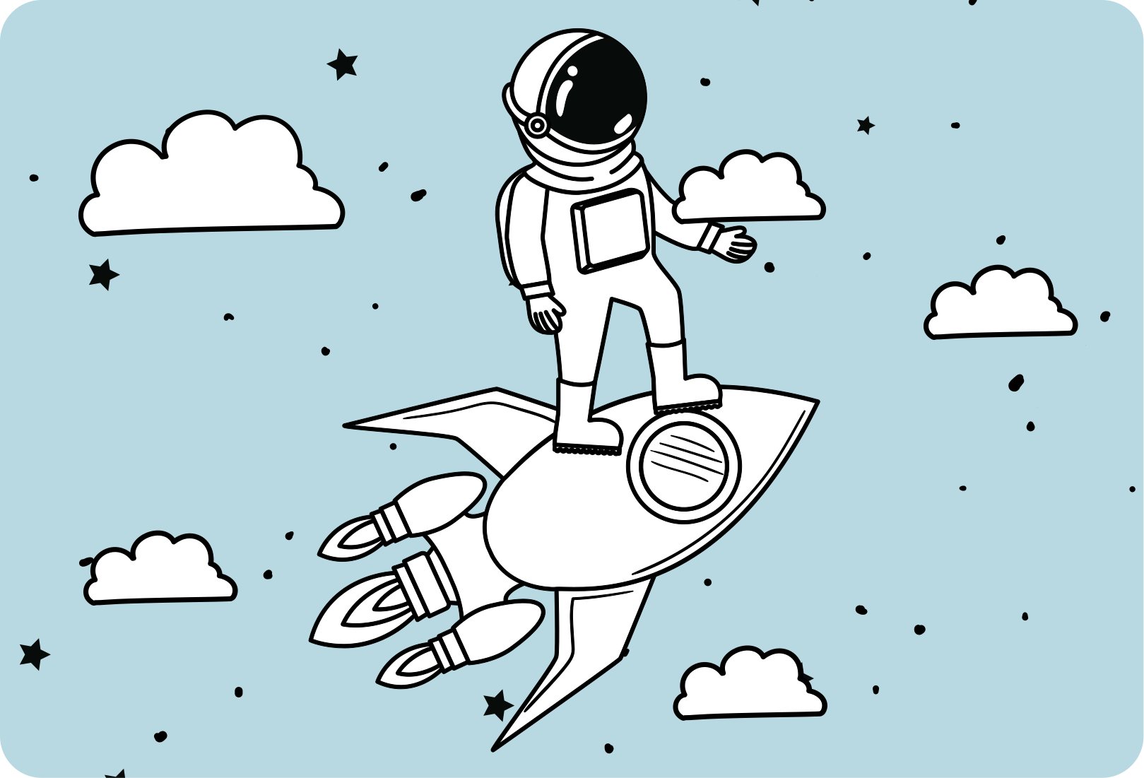Covor de vinil pentru copii rachete astronauți și stele - TenStickers