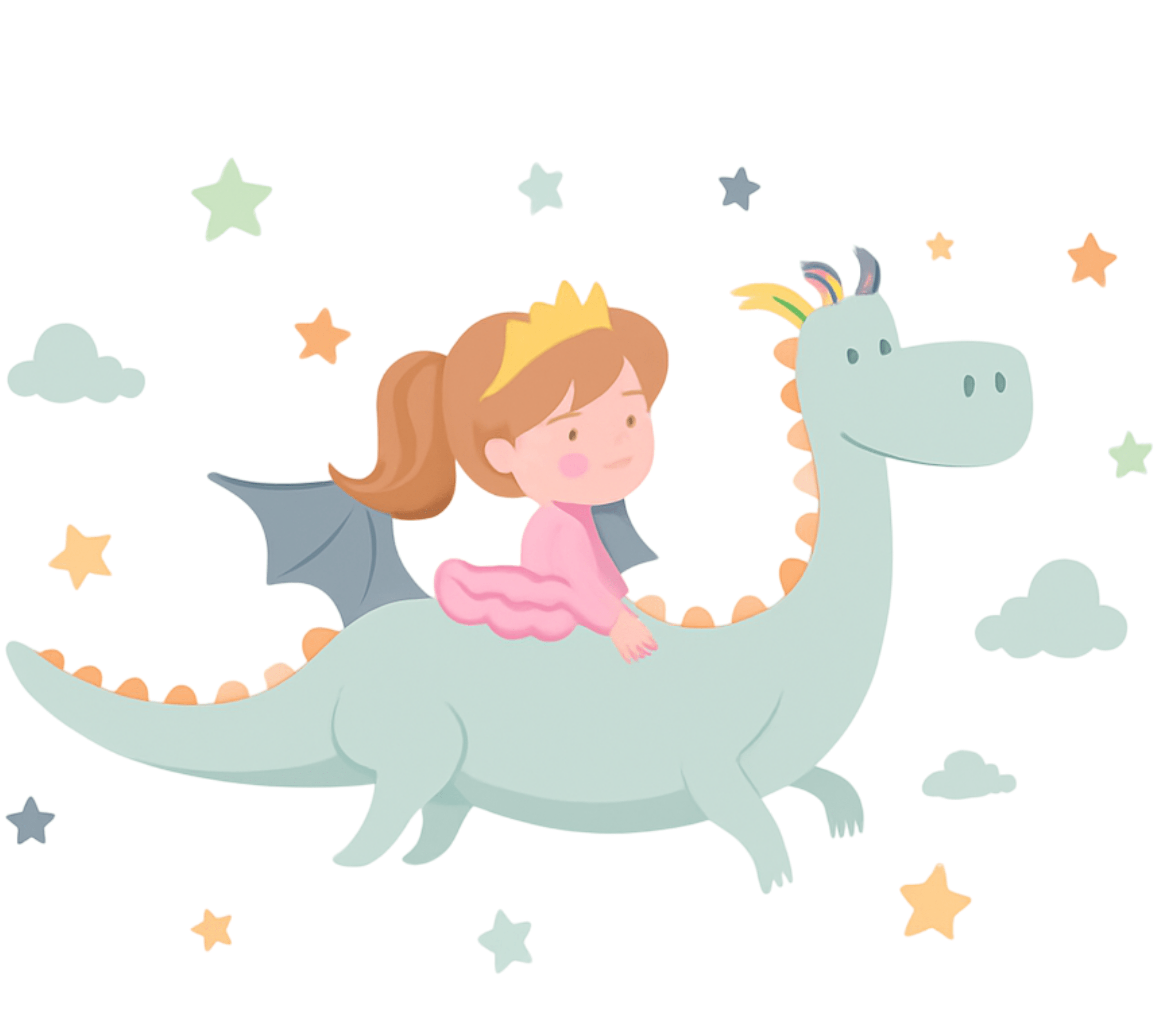 Covor de vinil pentru copii prințesă pe dragon - TenStickers