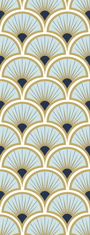 Covor de vinil pentru baie nuanțe albastre art deco - TenStickers