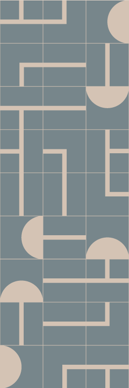 Covor de vinil pentru baie model geometric albastru cenușiu - TenStickers