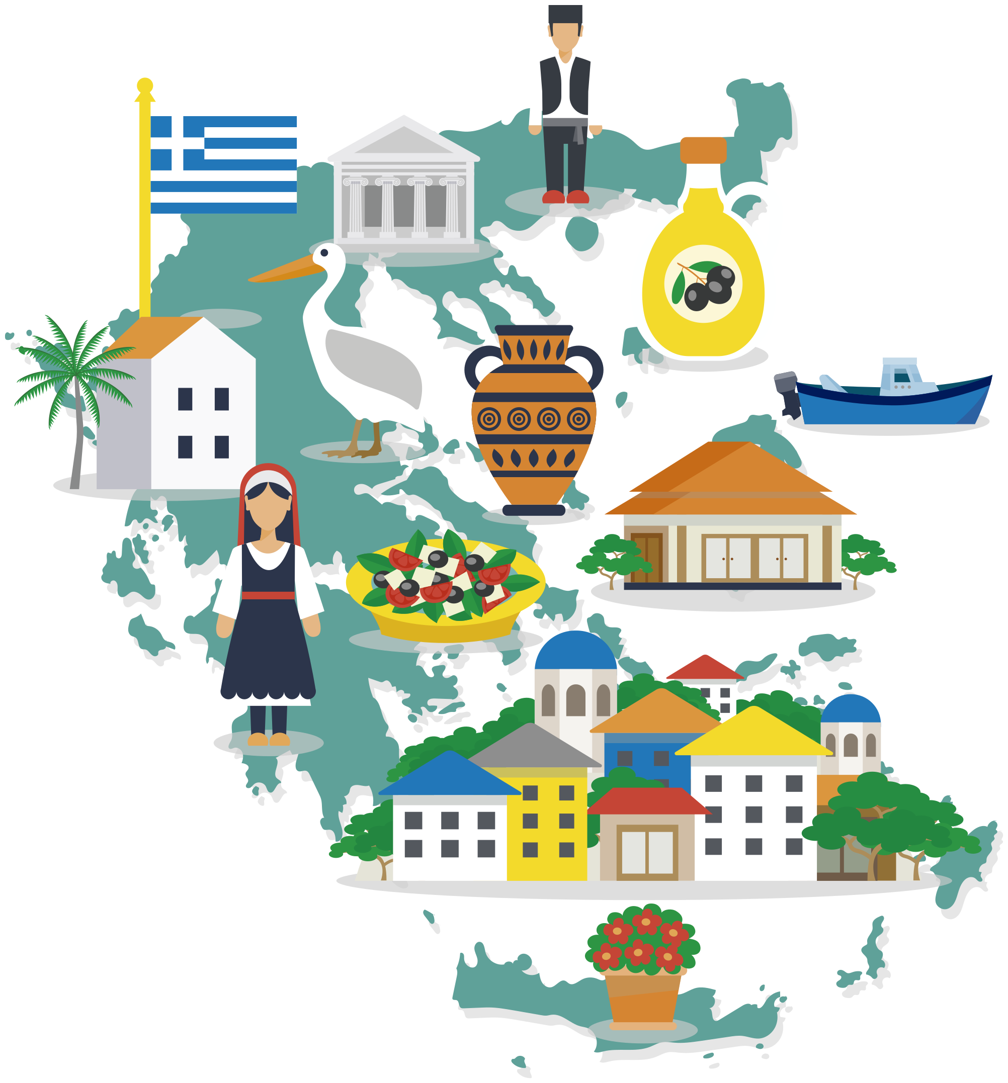 Covor de vinil harta lumii ilustrație grecia și insule - TenStickers