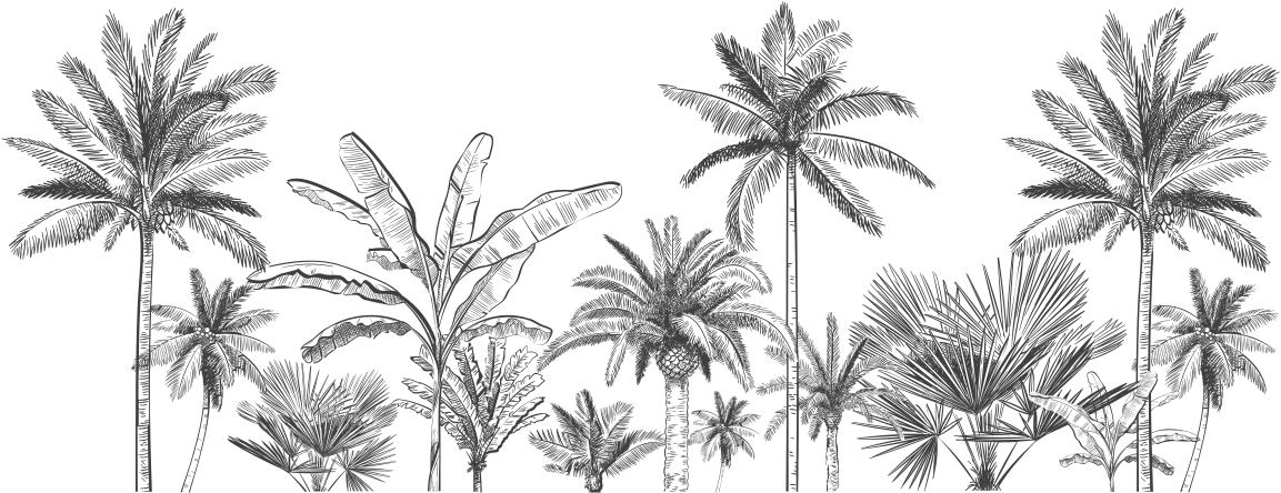 Covor de vinil pentru baie schiță de arbori tropicali - TenStickers