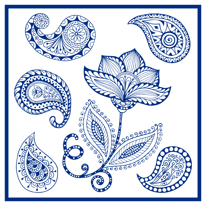 Covor de vinil pentru bucătărie cu paisley și flori - TenStickers