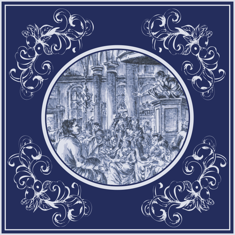 Covor de vinil pentru bucătărie oameni delft albaștri - TenStickers