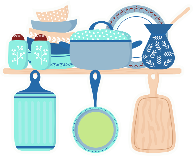 Covor de vinil pentru bucătărie și vase ceramice - TenStickers