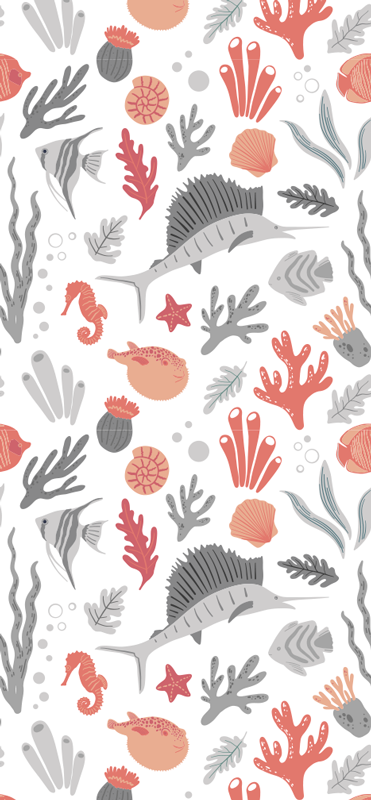 Covor vinil dormitor ilustrație viață marină - TenStickers