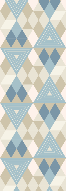 Covor vinil dormitor model geometric albastru nordic - TenStickers