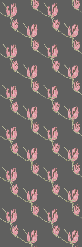 Covor vinil dormitor flori mici de magnolie pe fundal gri - TenStickers