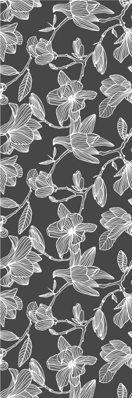 Covor vinil dormitor design flori magnolie alb și gri - TenStickers