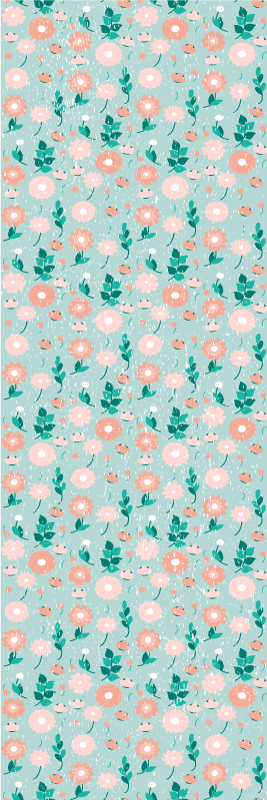 Covor vinil dormitor floral albastru shabby chic - TenStickers