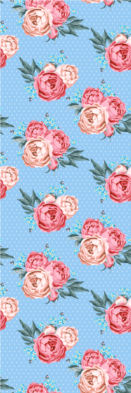 Covor vinil dormitor shabby chic pe fundal cu buline - TenStickers