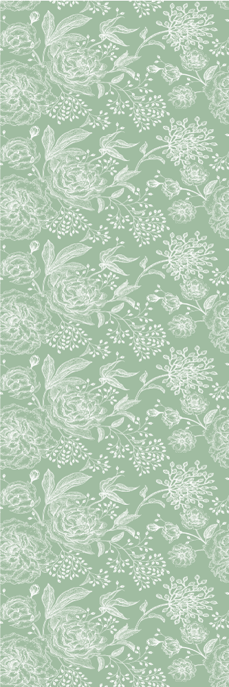 Covor vinil dormitor stil floral verde grandmillenial - TenStickers