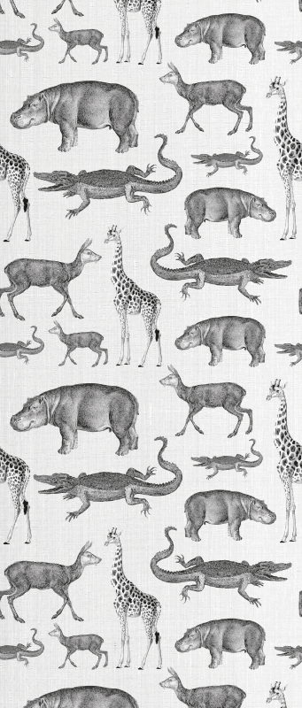 Covor vinil dormitor cu bordură animale și copaci safari - TenStickers