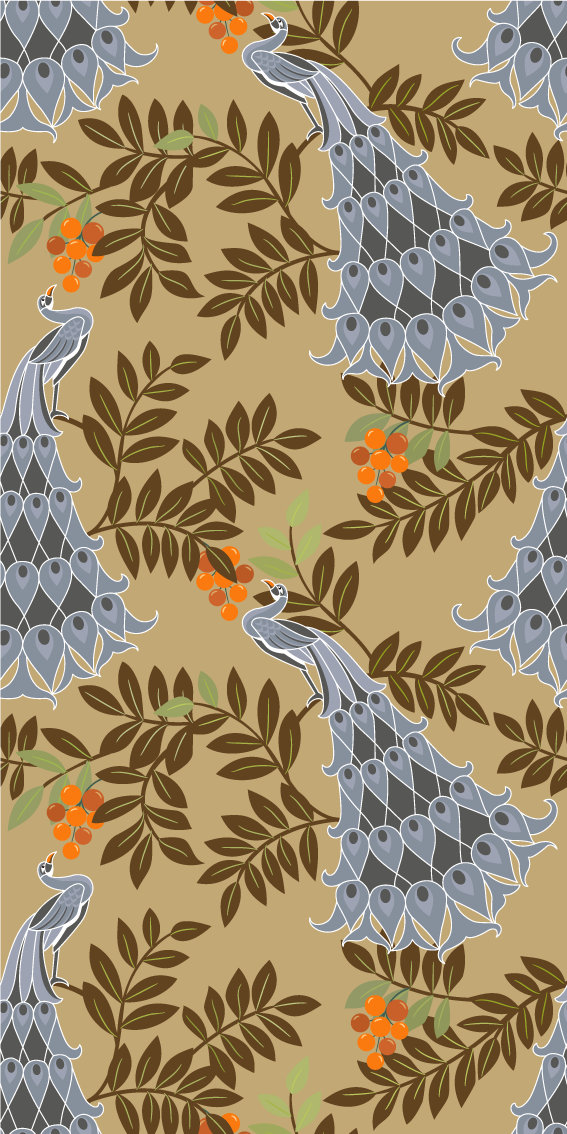 Covor vinil dormitor design păun gri stil african - TenStickers