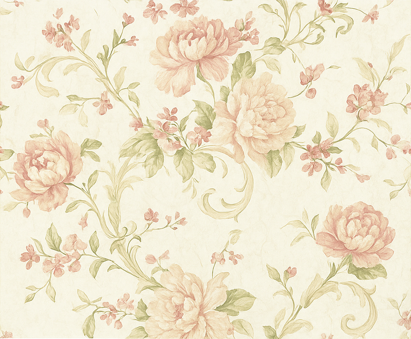 Covor vinil dormitor cu model floral vintage roz deschis - TenStickers