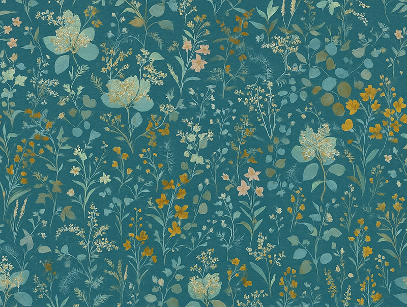 Covor vinil dormitor design floral vintage albastru - TenStickers