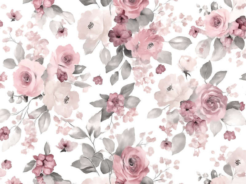 Covor vinil dormitor cu model flori delicate gri - TenStickers