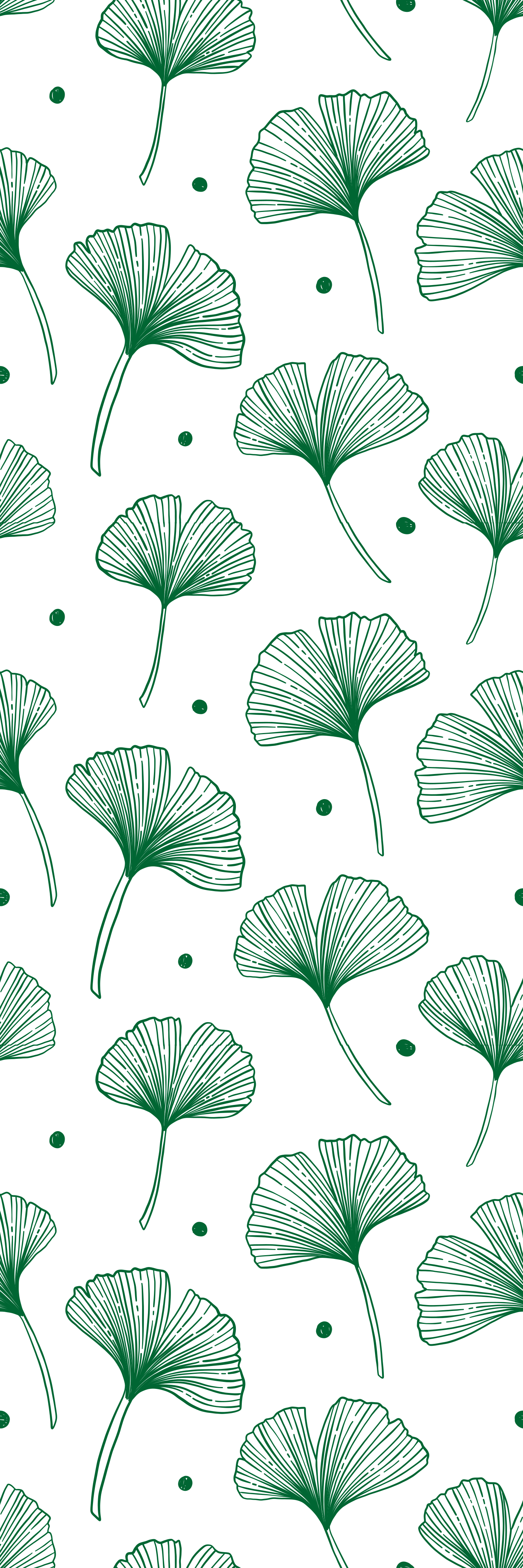 Covor vinil studiu frunze verzi mari de ginkgo - TenStickers