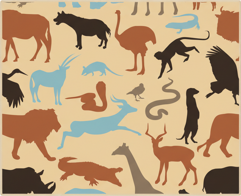 Covor vinil dormitor siluete animale safari - TenStickers