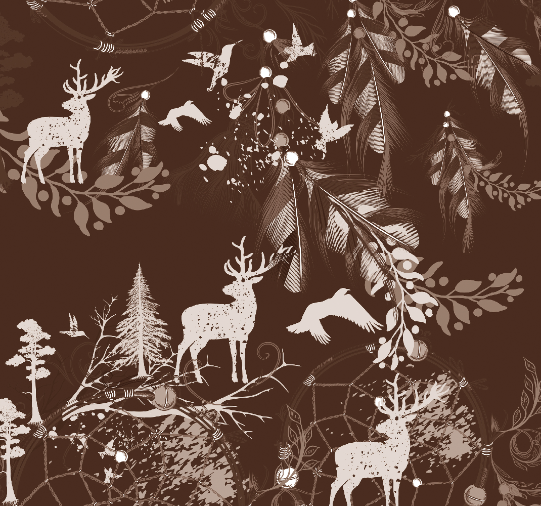 Covor vinil dormitor cerbi decorativi - TenStickers