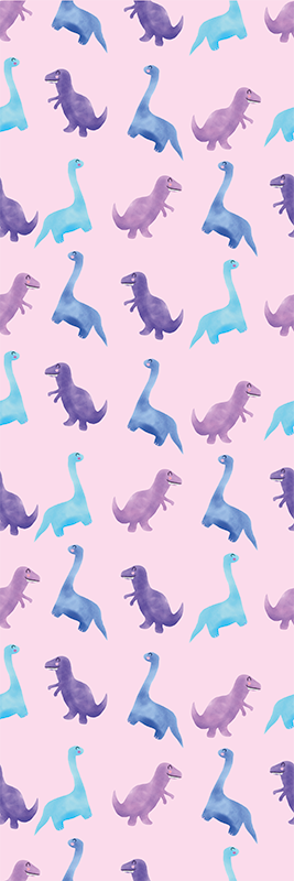 Covor vinil dormitor dinozauri roz pe fundal - TenStickers