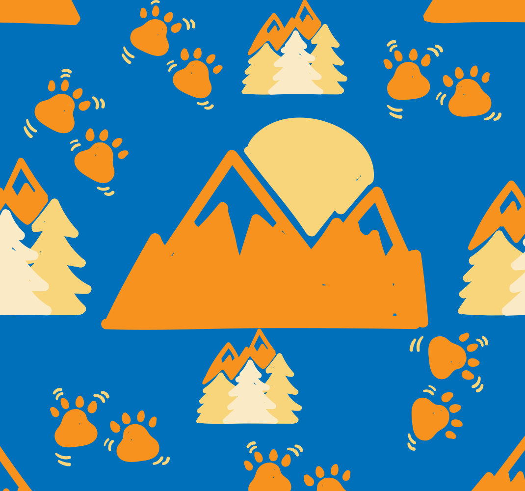 Covor vinil dormitor urme pe munte pe fundal albastru închis - TenStickers