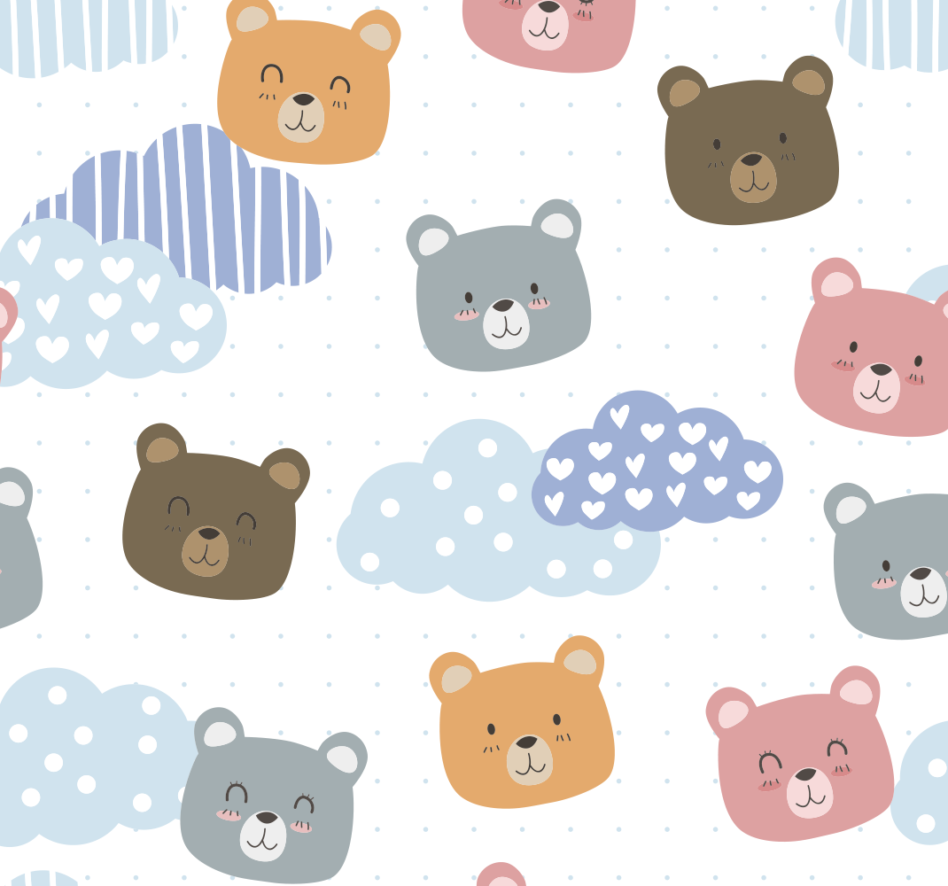 Covor vinil dormitor urs minimalist pe fundal alb - TenStickers