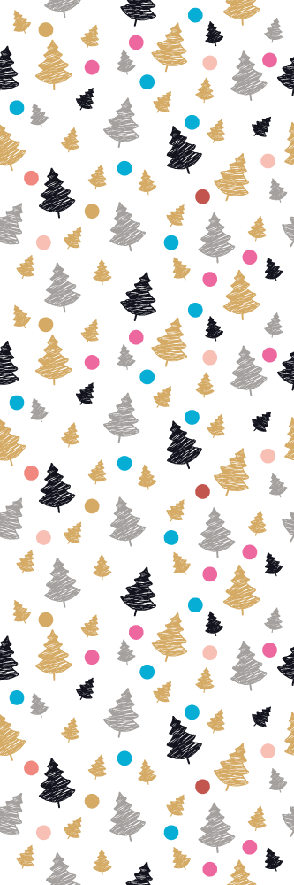 Covor vinil dormitor cu puncte colorate și copaci - TenStickers