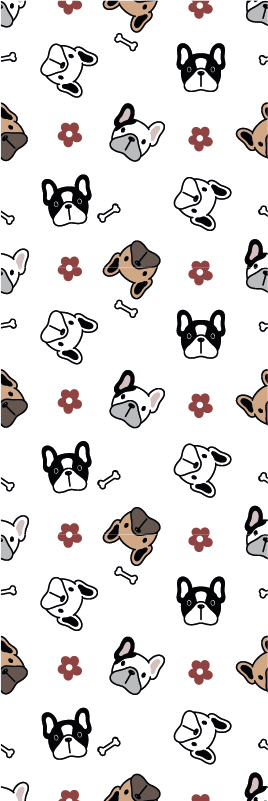 Covor vinil dormitor flori și bulldogi francezi - TenStickers