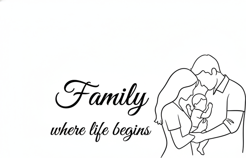 Covor vinil dormitor familie unde viața începe - TenStickers