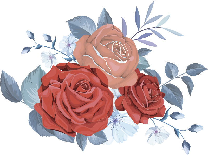 Covor vinil dormitor flori buchet albastre - TenStickers