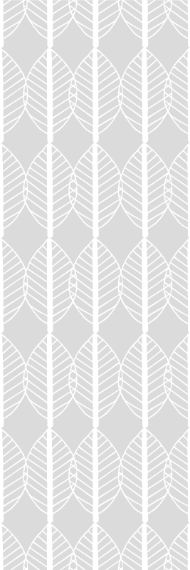 Covor de vinil scandinav cu linii albe de frunze pe gri - TenStickers