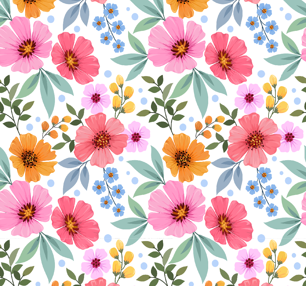 Covor vinil cu aspect de natura flori colorate pe fundal alb - TenStickers