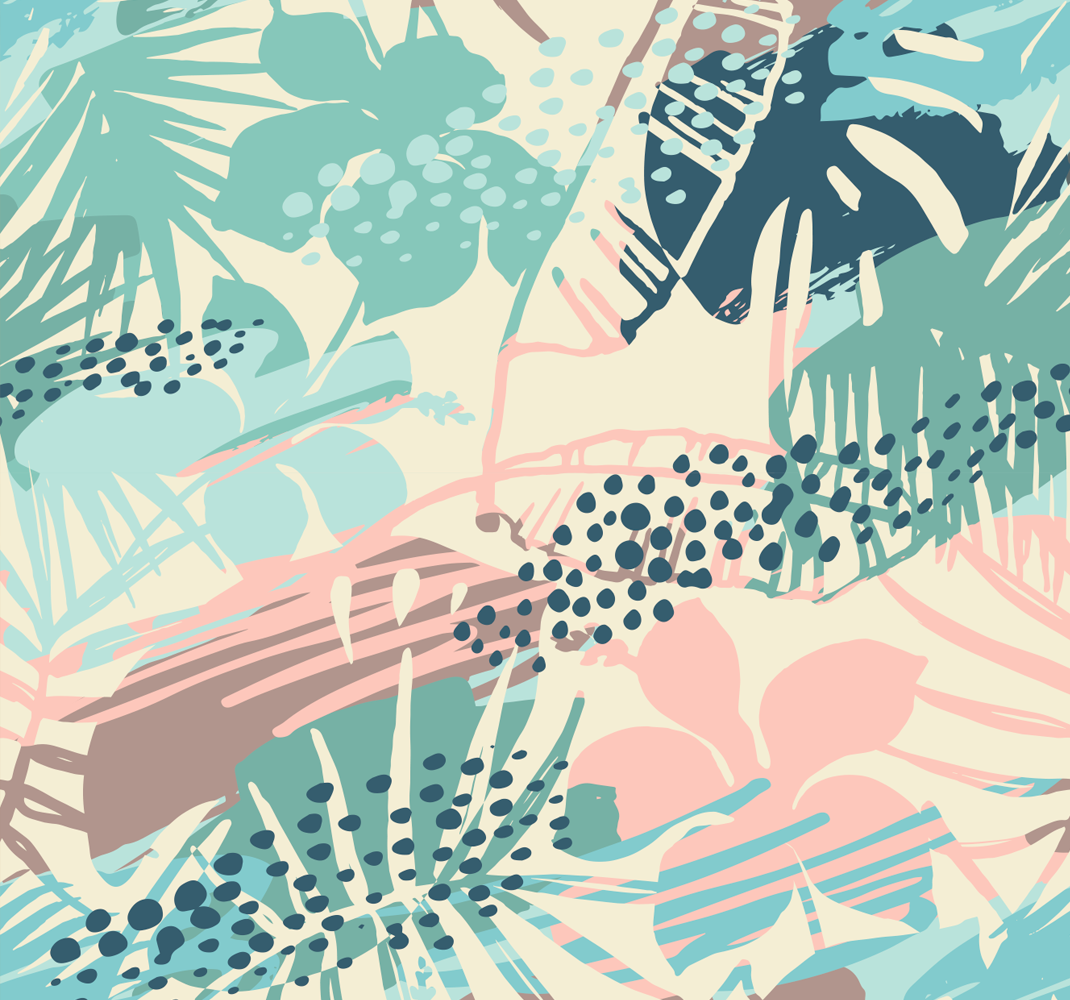 Covor vinil cu aspect de natura design tropical cu flori - TenStickers