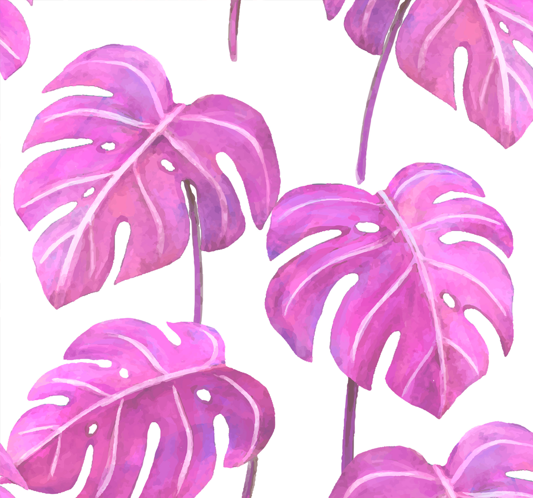 Covor vinil cu aspect de natura monstera roz pictată - TenStickers