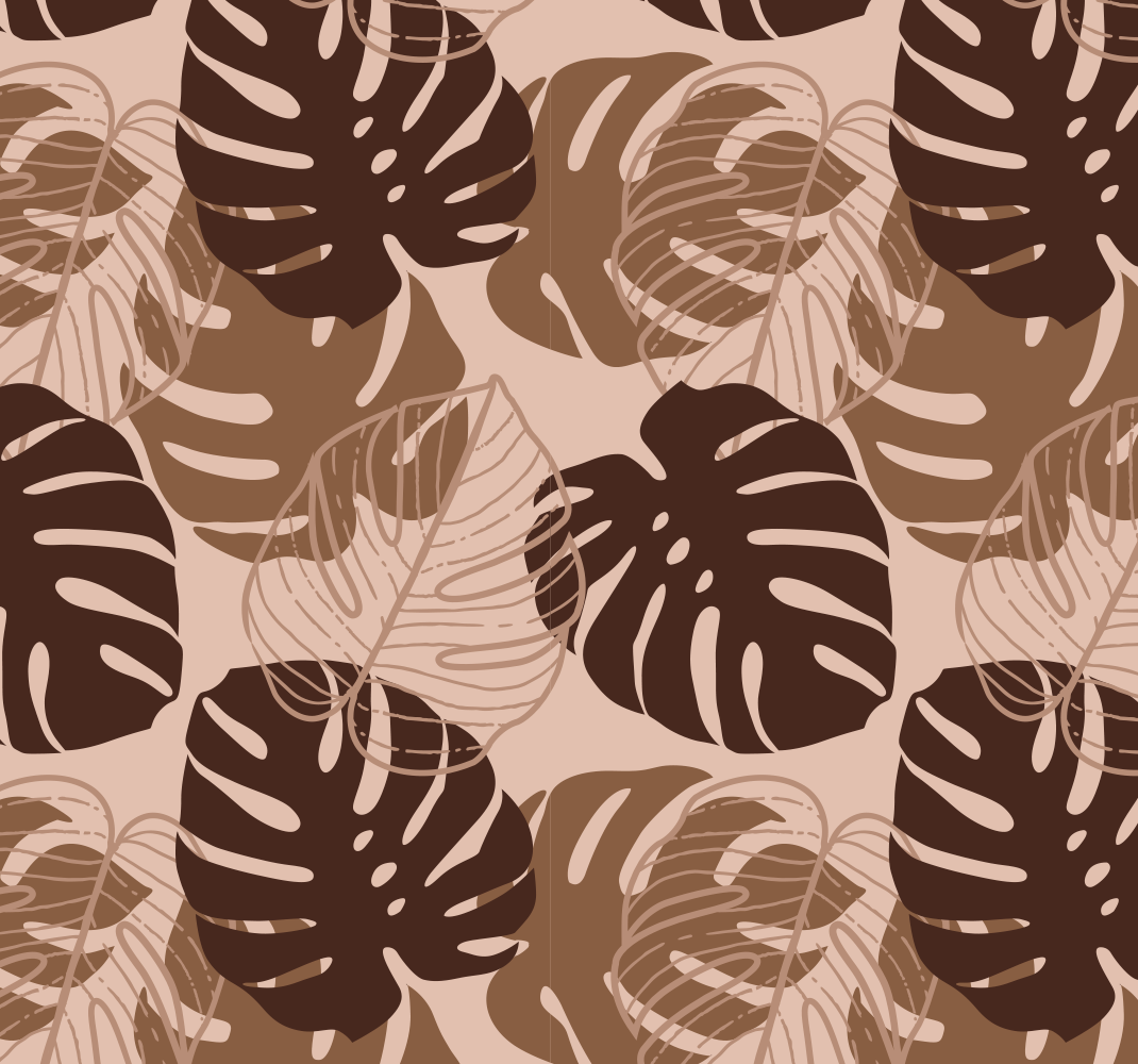 Covor vinil cu aspect de natura monstera deliciosa maro - TenStickers