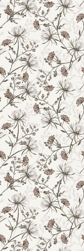 Covor vinil cu aspect de natura flori bej vintage minimalist - TenStickers