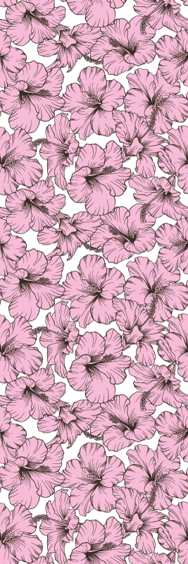 Covor vinil cu aspect de natura model hibiscus roz - TenStickers