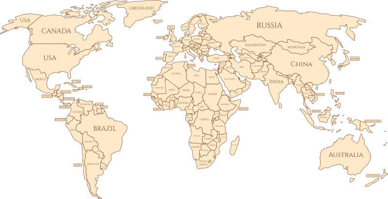 Covor de vinil harta lumii cu denumiri geografice - TenStickers