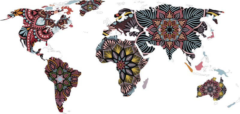 Covor de vinil harta lumii mandala lumii - TenStickers