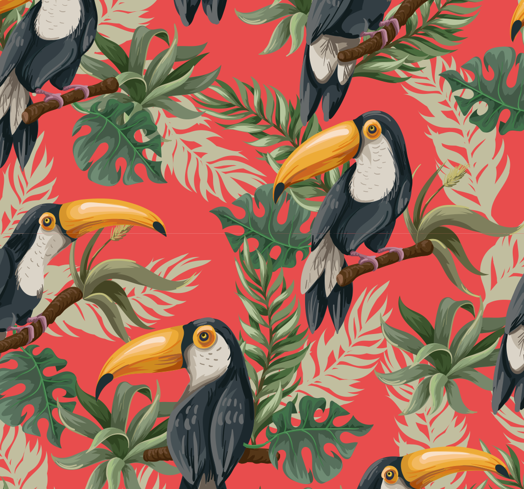 Covor vinil animal toucani tropical tapet - TenStickers