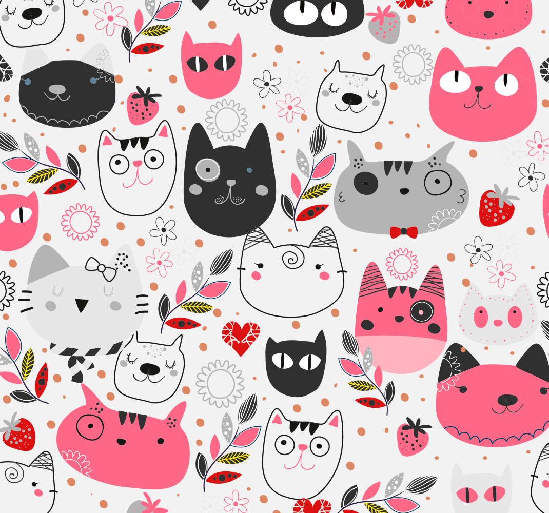 Covor vinil animal cu pisici ilustrate - TenStickers