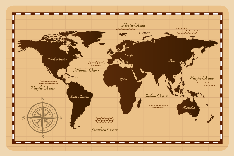 Covor de vinil harta lumii atlas - TenStickers